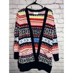 Preowned XS Old Navy Fair Isle Longline Open-Front Cardigan Sweater